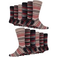 Sock Snob Men's 12 Pair Colourful Cotton Striped Patterned Dress Socks in Burgundy | Size: 6-11