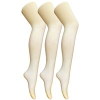 Sock Snob Women's 3 Pair Coloured Opaque 80 Denier Plain Block Colour Tights in Cream | Size: Large