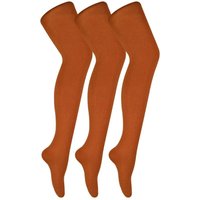 Sock Snob Women's 3 Pair Coloured Opaque 80 Denier Plain Block Colour Tights in Terracotta | Size: Large