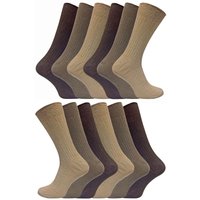 Sock Snob Men's 12 Pairs Thin Soft 100% Cotton Plain Coloured Socks in Brown | Size: 6-11