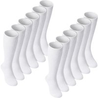 Sock Snob Girl's 12 Pack Long Knee High Soft Cotton School Socks in White | Size: 8-10 Years