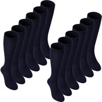 Sock Snob Girl's 12 Pack Long Knee High Soft Cotton School Socks in Blue | Size: 8-10 Years