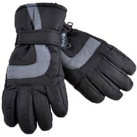 THMO Boy's 3M Thinsulate Fleece Lined Waterproof Ski Gloves in Black | Size: 6-7 Years