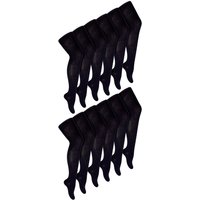 Sock Snob Girl's 12 Pair Soft & Comfy Plain Opaque School Uniform Tights in Black | Size: 9-10 Years