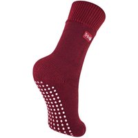 THMO Women's 1 Pack Indoor Thermal Slipper Socks with Grips in Burgundy | Size: 9-12
