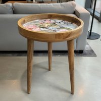 Hartsmede Handmade Side Table Solid Mango Wood Detachable Legs Spring Flower PL in Rose Gold