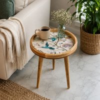 Hartsmede Handmade Side Table with Detachable Legs Hummingbird in Beige