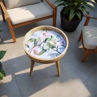 Hartsmede Handmade Side Table with Detachable Legs Spring Flower in Pink
