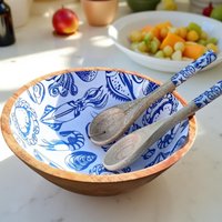 Hartsmede Ocean Medium Serving Bowl With Spoons in Blue