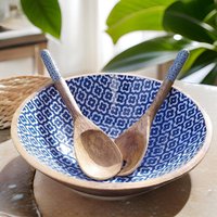 Hartsmede Sambhal Medium Serving Bowl With Spoons in Blue