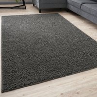 THE RUGS Dark Grey Plain Soft High Pile Shaggy Rugs & Runners Living Room | Size: 180 cm x 270 cm