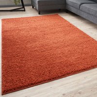 THE RUGS Terra Plain Soft High Pile Shaggy Rugs & Runners Living Room Bedroom in Terracotta | Size: 160 cm x 230 cm