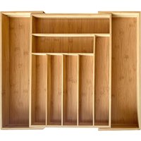 MANTRARAJ Kitchen Drawer Organiser Expandable Bamboo Cutlery Tray Cutlery Drawer Organiser in Brown