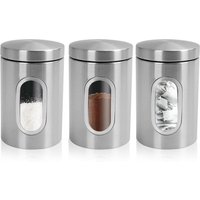 MANTRARAJ 3 PC Kitchen Canister Set Food Storage Container Set Stainless Steel Storage Jars in Silver | Size: 3 Pack