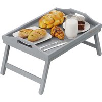 MANTRARAJ Bamboo Bed Tray Table with Foldable Legs Breakfast Lap Tray in Grey | Size: 1 Pack