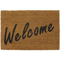 MANTRARAJ Rubber Embossed PVC Backed Coir Entrance Door Mat Welcome Design in Brown | Size: 40 cm x 60 cm