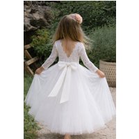 + Mary Jane Ivory Party or Flower Dress + Sash Natural