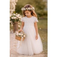 Lilly + Bo Girl's Audrey in Ivory Party or Flower Girl Dress in Natural | Size: 3-6 m