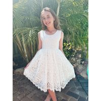 Lilly + Bo Girl's Ember in Ivory Party or Flower Girl Dress in White | Size: 3-4 Years