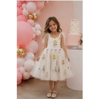 Lilly + Bo Girl's Athena in Ivory Party or Flower Girl Dress in Natural | Size: 2 Years