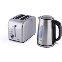 Hamilton Beach Rise Kettle & 2 Slice Toaster Set - Brushed HBRISE2B in Silver