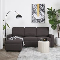 Home Garden Direct Selene - Corner Sofa Bed in Linen - Pull-out Sofa - Dark Grey | Size: 2.1m
