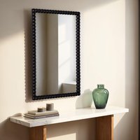 Home Garden Direct Lecco Wooden Wall Mirror with Beaded Frame 60x90cm in Black | Size: 60x90 cm