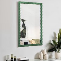 Home Garden Direct Lecco Wooden Wall Mirror with Beaded Frame 60x90cm in Green | Size: 60x90 cm