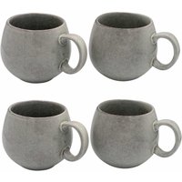 Cooks Professional Set of 4 XL Nordic Stoneware Mugs 490ml with Reactive Glaze 2 Colours in Grey