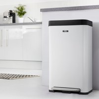 Cooks Professional XL Pedal Bin 65L - Recycling or Waste Dustbin with Soft Close Lid in White