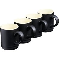 Cooks Professional Set of 4 Espresso Coffee Cups - Mini Colourful Stoneware Mugs 100ml in Black