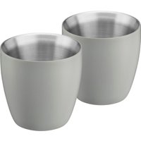 Cooks Professional Set of 2 Stainless Steel Espresso Coffee Cups Double Wall Insulated in Grey