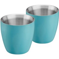 Cooks Professional Set of 2 Stainless Steel Espresso Coffee Cups Double Wall Insulated in Teal