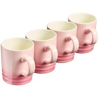 Cooks Professional Set of 4 Colourful Stoneware Mugs - Tea Coffee Drinking Cups - 350ml in Pink | Size: 4 Pack