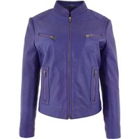House of Leather Women's Becky Real Leather Biker Style Jacket Purple Size 8 | Size: 10