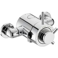 Nes Home Emso Round Exposed Thermostatic Shower Valve With Bottom Outlet Chrome in Silver