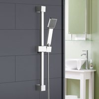 Square Chrome Plated Slider Rail Kit Single Mode Handset Metallic