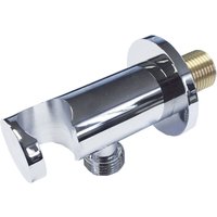 Nes Home Round Chrome Wall Outlet Elbow Hose Connector with Shower Handset Holder in Silver