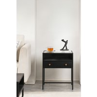 MH London Metal & Glass Bedside Table for Modern Bedroom in Black