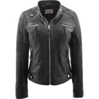 House of Leather Women's Womens Real Leather Biker Jacket Annie Red 12 in Black | Size: 18