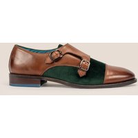 Oswin Hyde Men's Oscar Leather Velvet Monk Strap in Brown | Size: 12