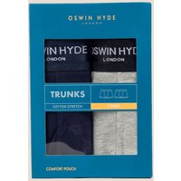 Oswin Hyde Men's Baz Cotton Boxer Trunks in Navy | Size: Large