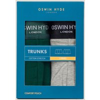 Oswin Hyde Men's Kian Cotton Boxer Trunks in Green | Size: Large