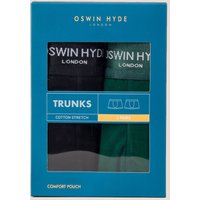 Oswin Hyde Men's Vern Cotton Boxer Trunks in Green | Size: Medium