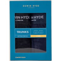 Oswin Hyde Men's Ern Cotton Boxer Trunks in Navy | Size: Small
