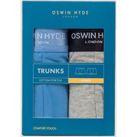 Oswin Hyde Men's Oz Cotton Boxer Trunks in Grey | Size: XL