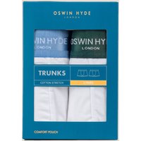 Oswin Hyde Men's Victor Cotton Boxer Trunks in White | Size: Medium
