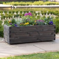 Primrose Treated Pine Wood Raised Trough Garden Patio Planter in Grey 100cm