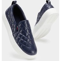 Finily Women's Quilted Stylish Trainer in Navy | Size: 5