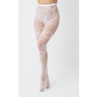 My Accessories London Women's Lace Floral Fishnet Tights in White | Size: 10-12